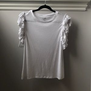 White shirt with ruffled sleeves